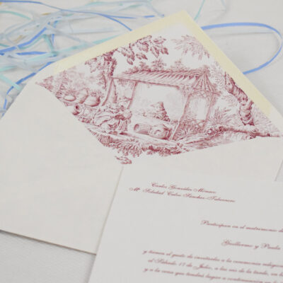 Invitación Toile de Jouy Granate