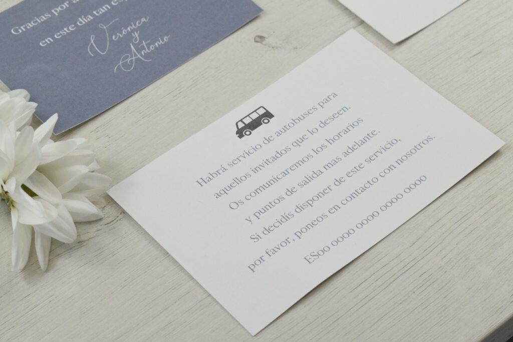 Invitacion de boda Tarjeta adicional Luz