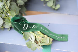 Cinta ramo de novia verde plata