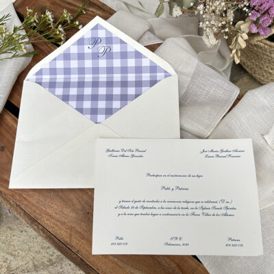 Invitación clásica Vichy Lila