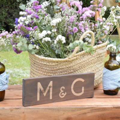 Cartel madera iniciales