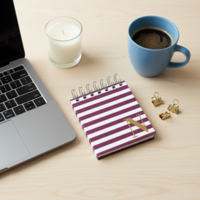 Libreta rayas burdeos