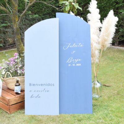 Cartel de bienvenida doble