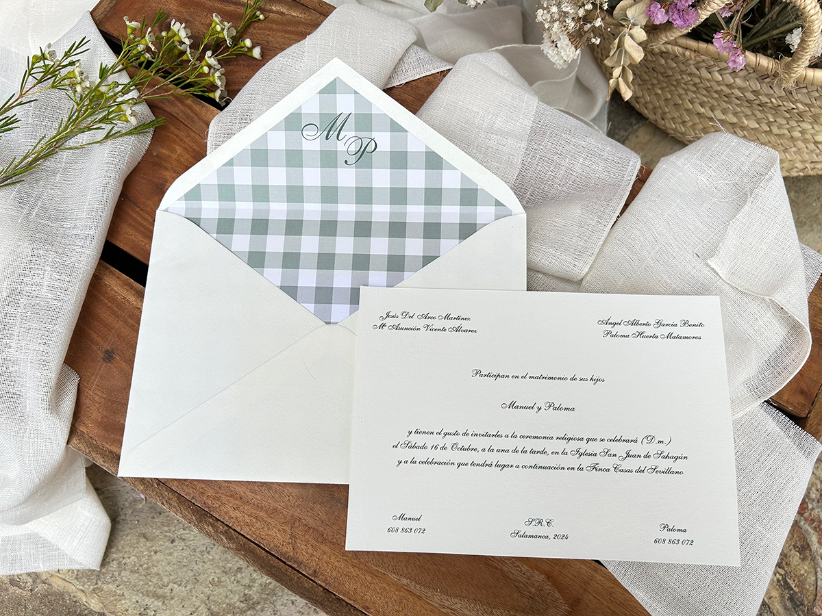 Invitación clásica vichy Invitación clásica vochy