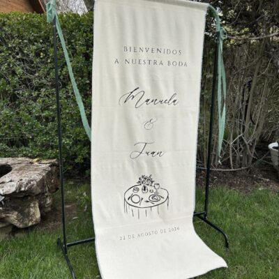 Cartel de bienvenida mesa