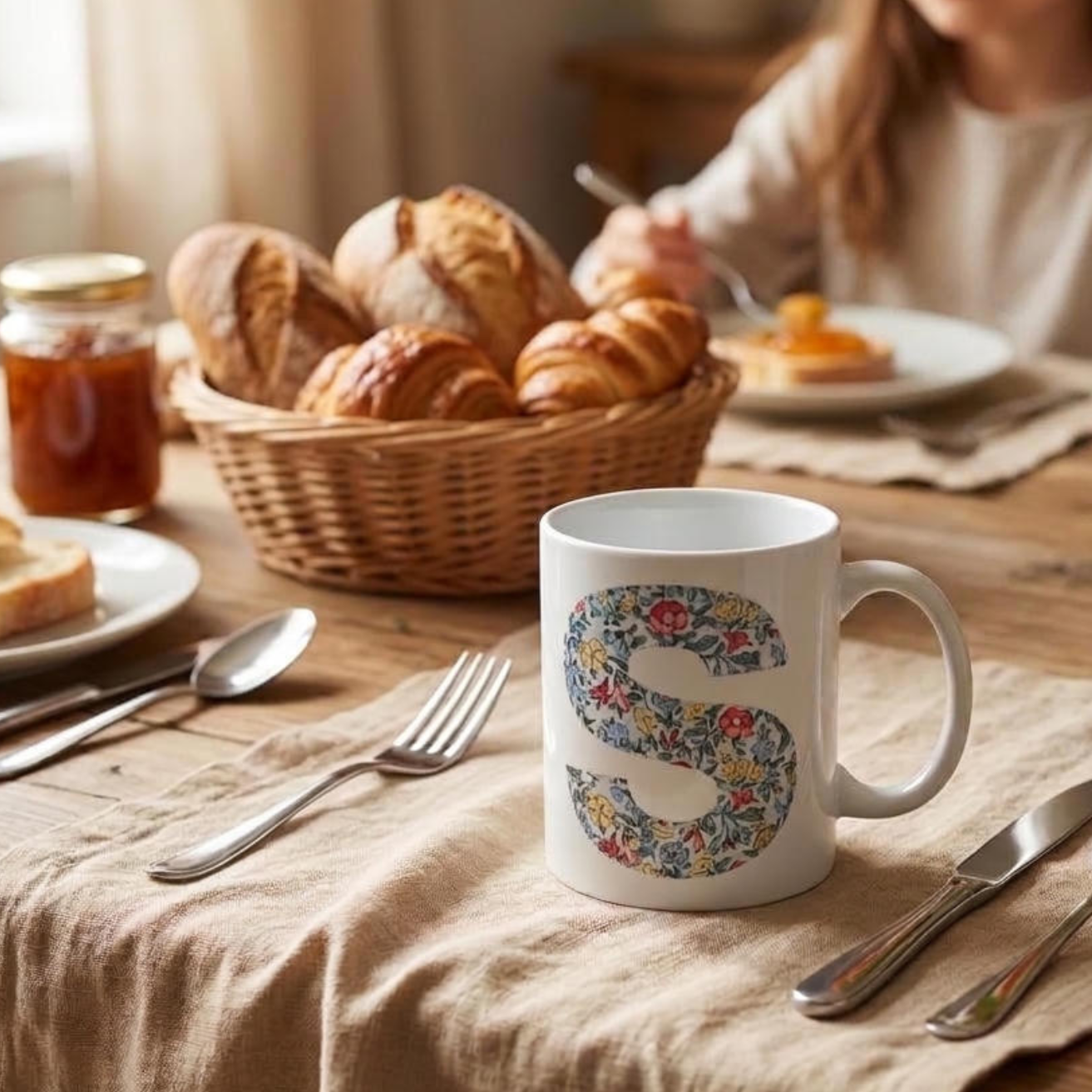 Taza personalizada flores azul